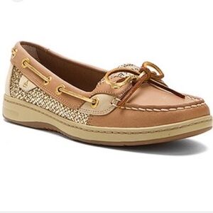 Sperry Tan and Gold Flats